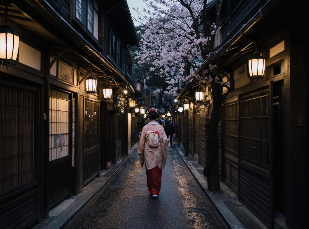 Geishas walking in Pontocho, Kyoto, near Gion and Nishiki Market.