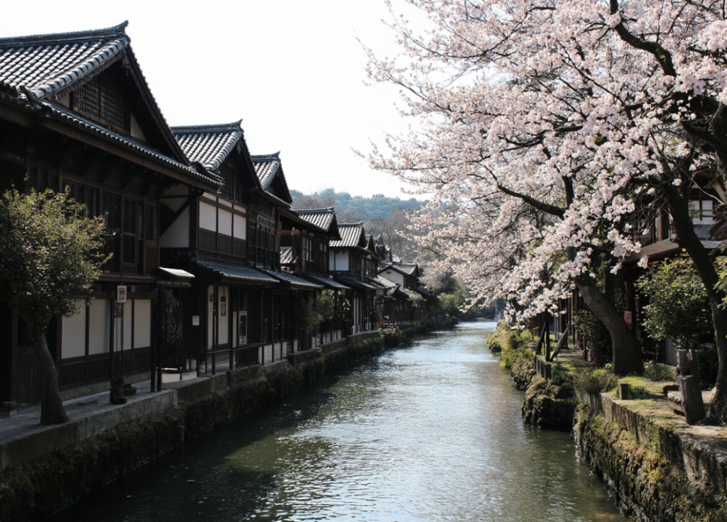 Scenic view of Kamogawa River from Pontocho, close to Yasaka Shrine and Nishiki Market.