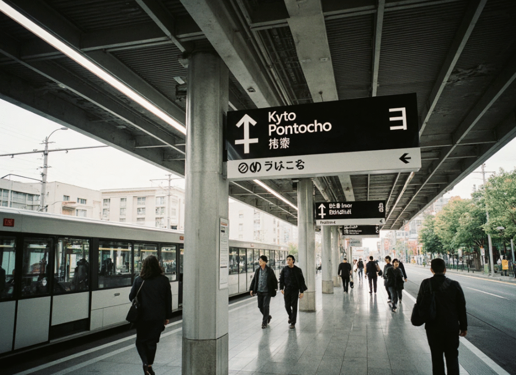 Kyoto Subway station with clear directions to Pontocho, easy access from Kyoto Station to Pontocho