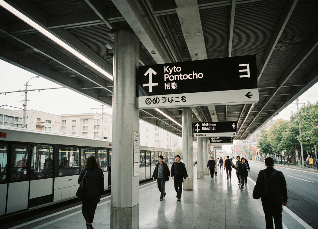 Kyoto Subway station with clear directions to Pontocho, easy access from Kyoto Station to Pontocho